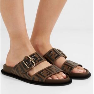 Leather Fendi Slide Sandals